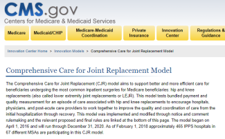 Medicare Comprehensive Joint Replacement Care Model Website