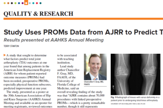 UF Ortho Featured in AAOS Now: Study Uses PROMs Data from AJRR to Predict TJA Outcomes