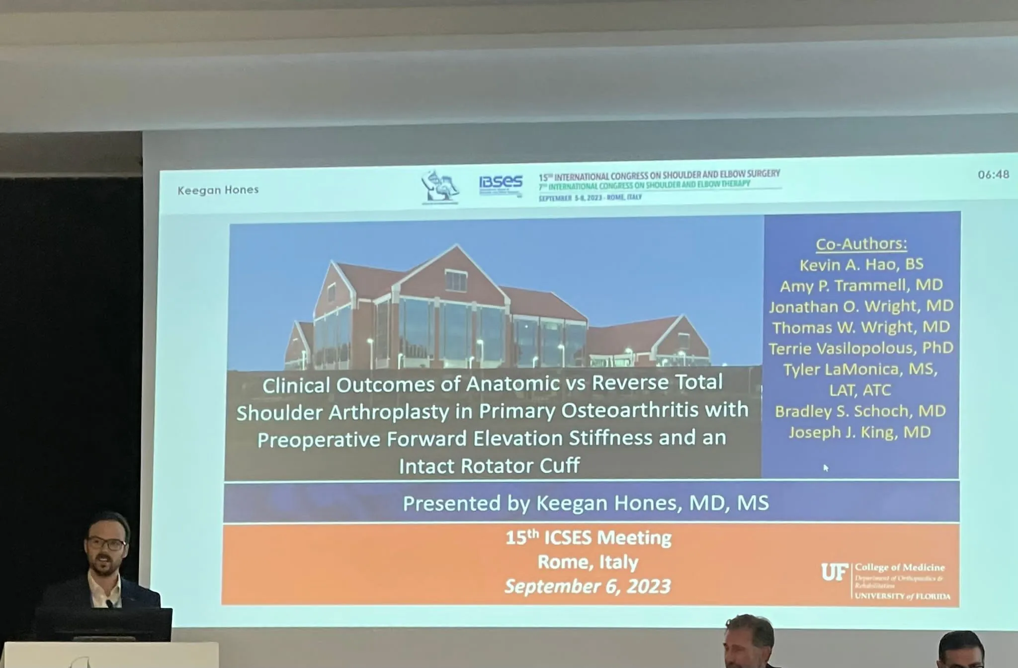 UF Ortho Hand and Upper Extremity Division presents at ICSES 2023 - Keegan Hones