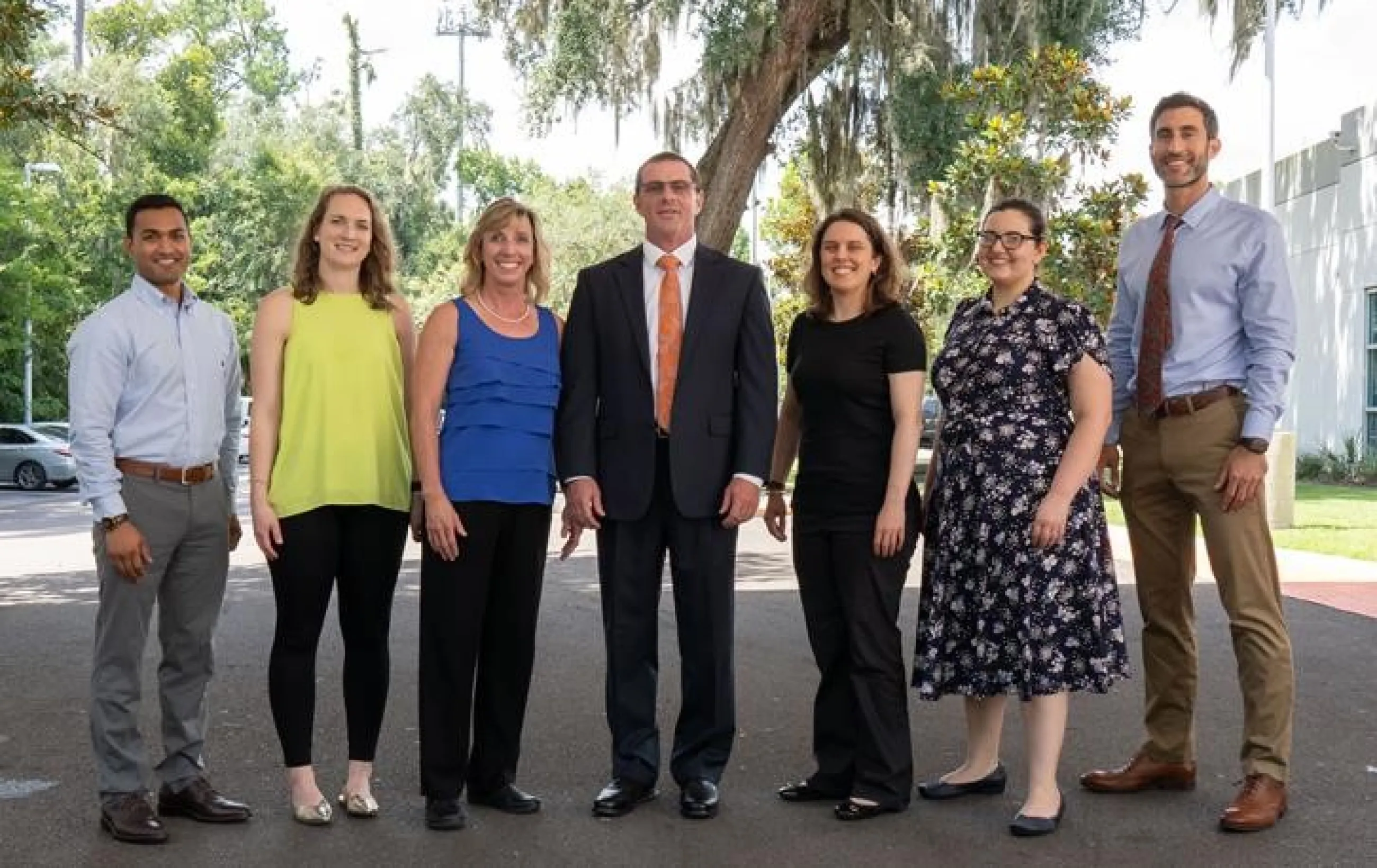 L to R: Shammi Patel, MD, and Caroline Fryar, MD, residents; Heather Vincent, PhD, research director; Kevin Vincent, MD, PhD, chair; Aimee Madsen, M.D., resident; Parisa Zarreii, MD, faculty member; and Michael Brownstein, MD, resident
