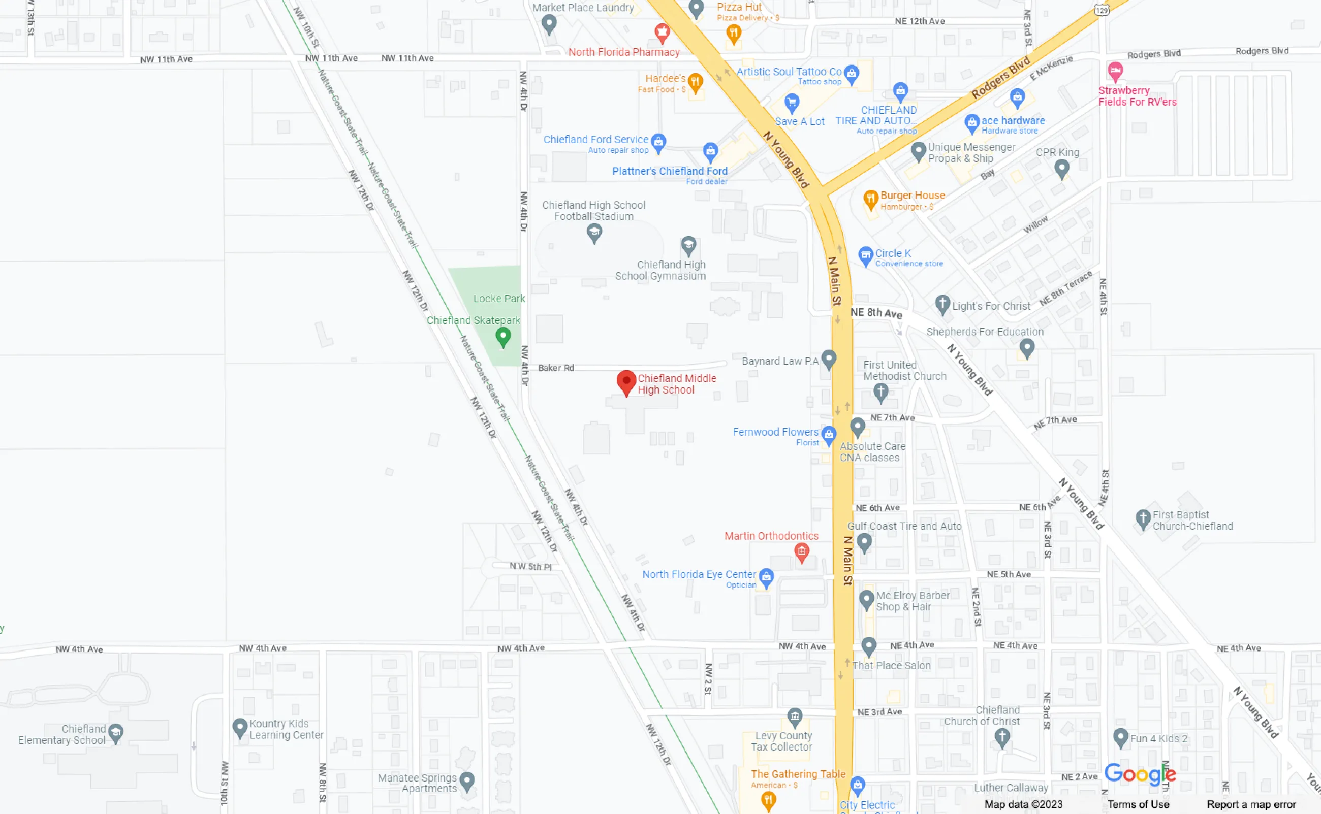 Location Map: Chiefland High School