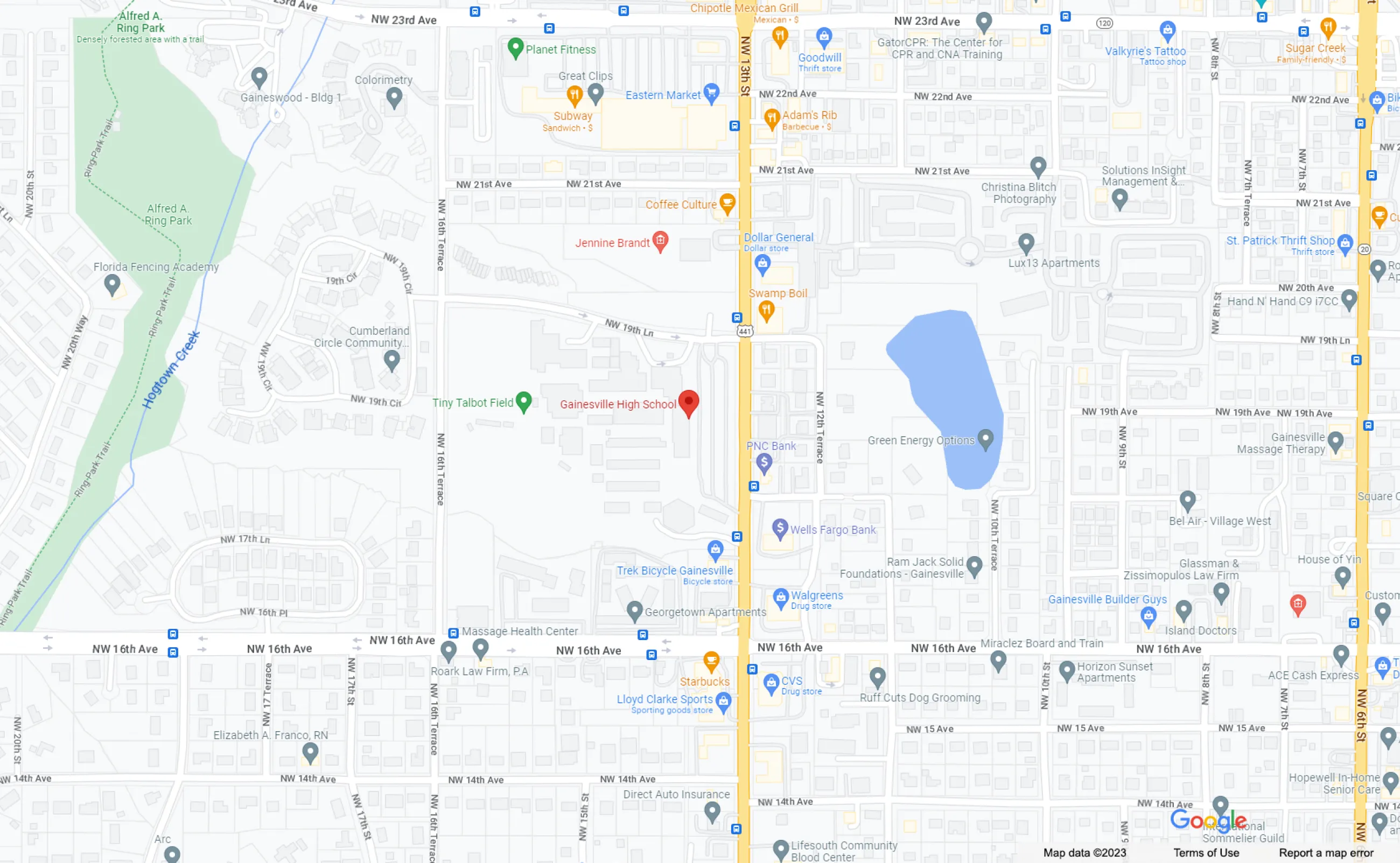 Location Map: Gainesville High School