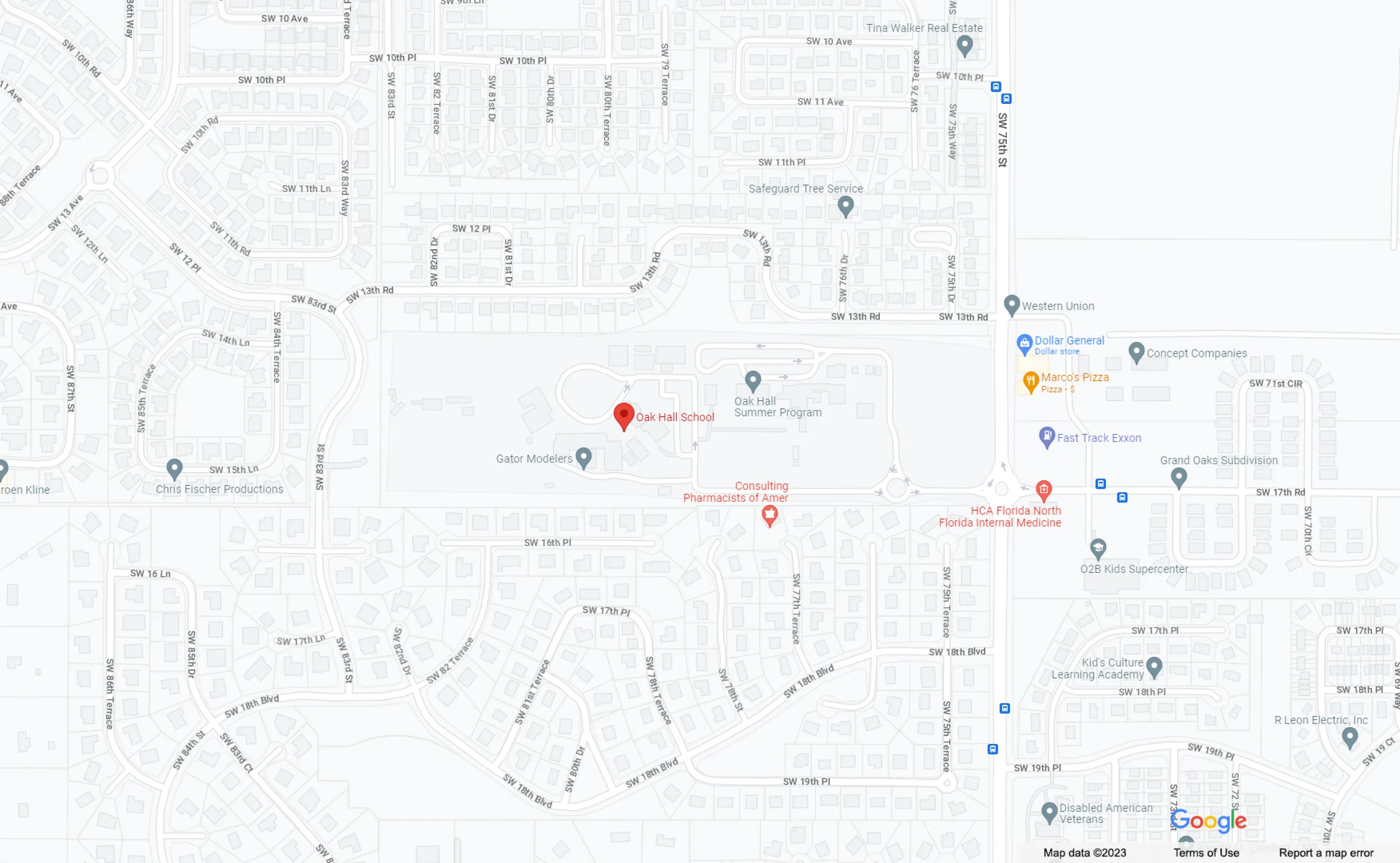 Location Map: Oak Hall