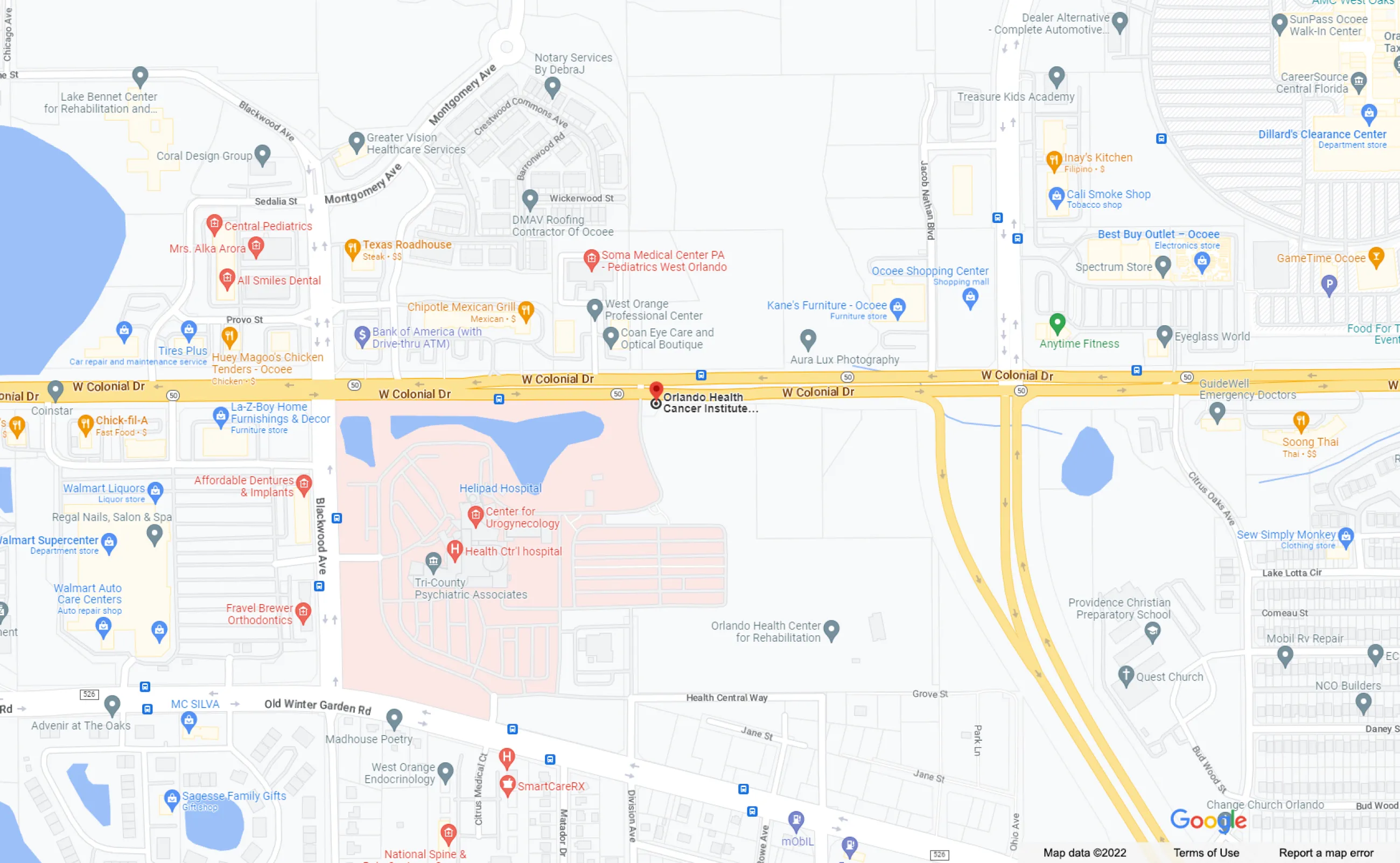 Location Map: Orlando Health Cancer Institute - Ocoee